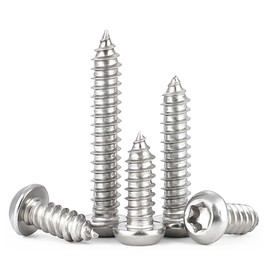 BACSHBY Pack of 50 M5 x 30 mm Self-Tapping Screws, Stainless Steel Tapping Screws, Torx Flat Head Screws, Round Head, A2 V2A, Wood Screws, Full Thread