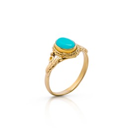 Koral Jewelry 14K Gold Plated Synthetic Turquoise Feather Side Ring Ethnic Vintage Gipsy Boho Chic (9)