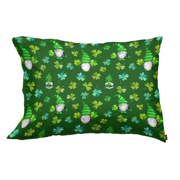Acptolen Gnomes Clover Pillow Cover Green Leaf St Patrick's.Day Pillowcase