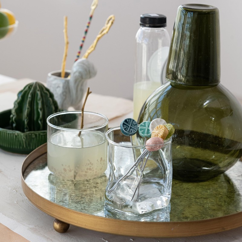 Bloomingville 4-Piece Festive Confetti Hand-Blown Drinking Glass Set, Multicolor