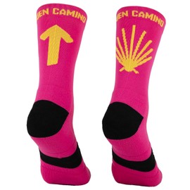 PERRO LOCO CLOTHES Camino de Santiago Anti Blister, Anti-Odor, Compression, Breathable Socks, pink