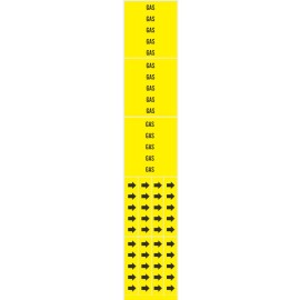 Brady GAS Warning Markers Yellow ADHESIVE STICKERS & 8 Pipe Arrows BRADY 93336 7119-3C