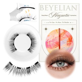 BEYELIAN Magnetic Eyelashes with Applicator, No Glue No Remover Needed Magnetic Eyelashes Lightweight Reusable Magnets False Eyelashes Kit Easy to Wear and Remove (1 Pair,Y04)