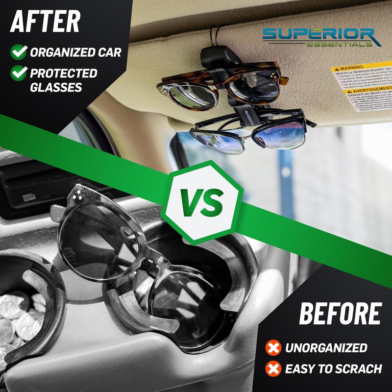 Sunglass Holder for Car Visor Clip - Sun-Glasses Holder and