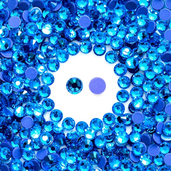 Meibite Hotfix Rhinestones Bulk, 3000PCS Capri Blue Hot Fix Rhinestones