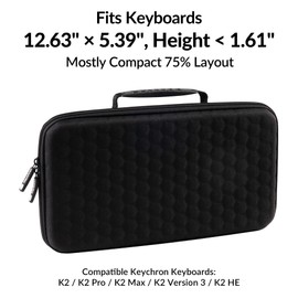 Keychron Carrying Case for K2 Series Black EVA Hard Shell Canvas Bag with Comfortable Handle for Travel & Storage