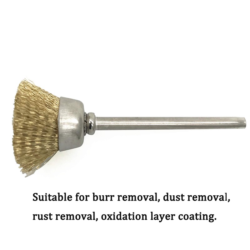 Brass Cup Wire Brush, 1/8 Inch Shank 2 Inch Length,