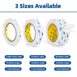 Double Sided Tape 0.39"×16.5Ft, Mounting Tape Heavy Duty No Residue, Removeable PE Foam Tape Strips, Extra Strong Adhesive Tape Waterproof for Walls Home Office Decor Crafts Paint Picture Poster