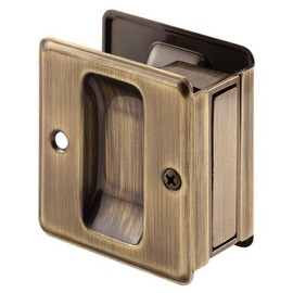 Prime-Line N 7080 Solid Brass, Antique Brass Finish, Pocket Door Combination Pull (Single Pack)