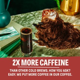 Wandering Bear Organic Mocha Cold Brew Coffee - Strong, Bold, Smooth, Unsweetened, Shelf-Stable, Ready to Drink, Gluten Free, & Vegan Iced Cold Brewed Coffee Drink - 32 fl oz, 6 pack