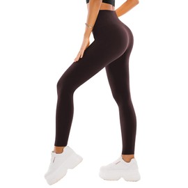 SINOPHANT High Waisted Leggings for Women - Full Length Capri Buttery Soft Yoga Pants for Workout Athletic(Full Brown,L-XL)