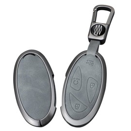 ontto Leather Key Case Fit for Hyundai Ioniq 6 Grandeur GN7 Kona Elantra Azera Sonata Santa fe Tucson Santa Cruz 2023 2024 2025 Scratch Resistant Key Fob Shell with Keychain,Grey