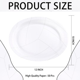 Grencian 50Pcs Volleyball Party Oval Paper Plates 10"x12" Volleyball Large Paper Plates for Boys Girls Sports Themed Party Decorations Supplies