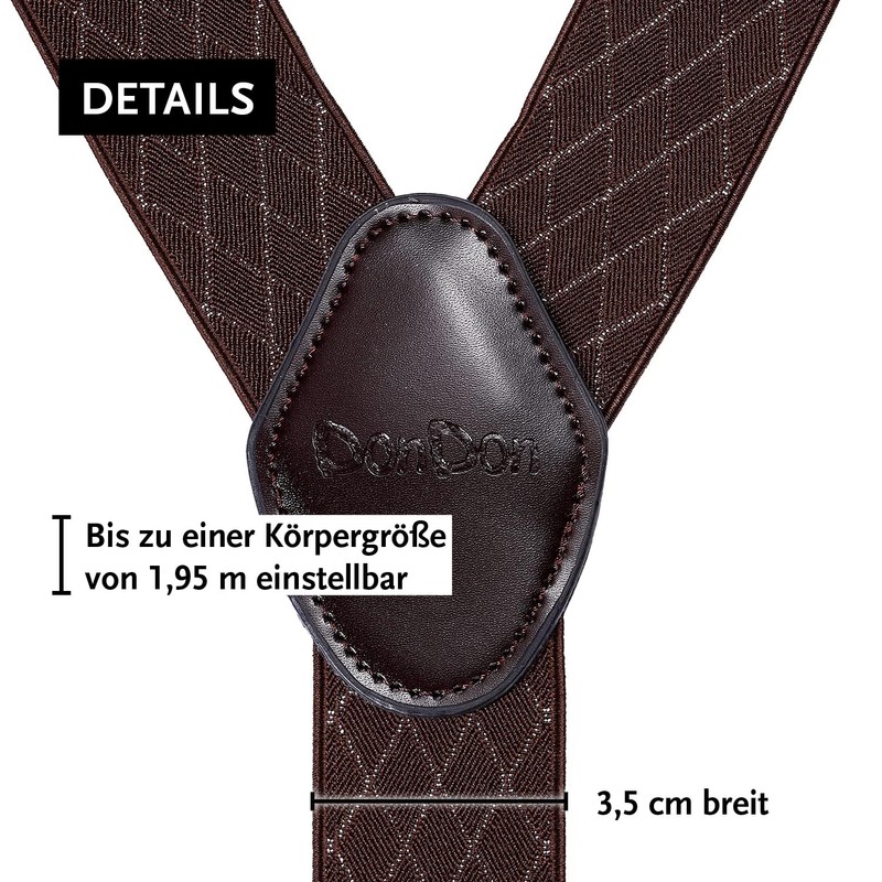 DonDon Men's Braces Extra Strong 3.5 cm Wide with 4