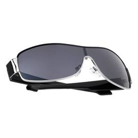 Khan Skid - One Piece Shield Sports Sunglasses (Black Silver)