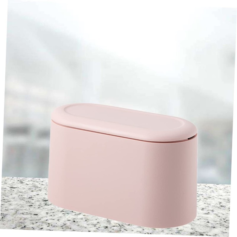 Operitacx 1pc Mini Desktop Trash Can Pink Simple Design Press