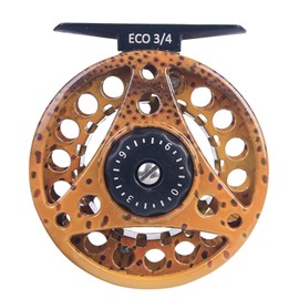 MAXIMUMCATCH ECO Series Fly Reel Large Spool Core with Die-Cast Aluminium Body Fly Fishing Reel in 3/4wt 5/6wt 7/8wt, Silver/Black/Rainbow, with Lines Combo (Bach Trout, 3/4wt)