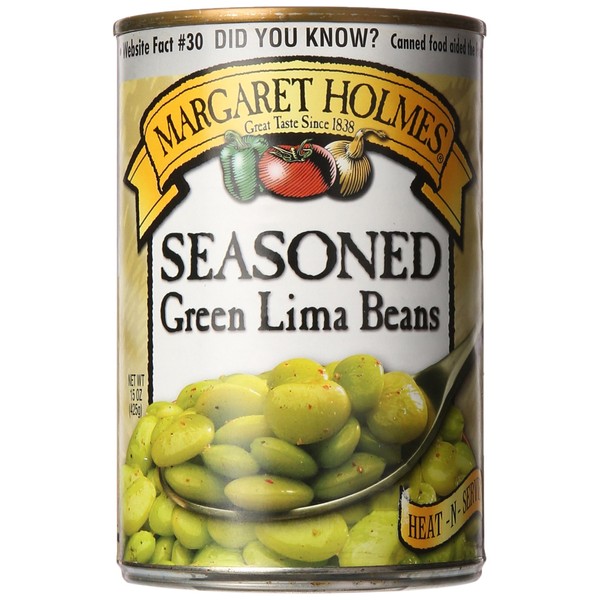 Margaret Holmes Seasoned Medium Green Lima Beans, 15 Ounce (Pack of 12)