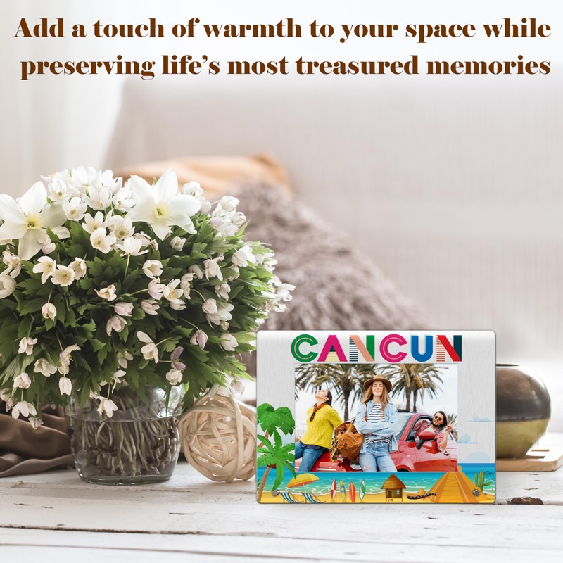 TIRYWT Cancun Picture Frame, Acrylic Photo Frame, Family Vacation in