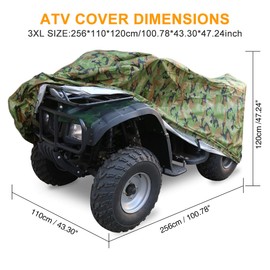 X AUTOHAUX Camouflage Waterproof ATV Cover Rain Sun Protector Quad Bike 4 Wheelers Full Cover XXXL for Polaris for Honda for Can-Am for Yamaha 250-1000CC (100.8 x 43.3 x 47.2 Inch)