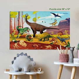 Dan&Darci Glow in The Dark 100 Piece Dinosaur Puzzle for Kids - Dinosaurs Jigsaw Puzzles Toys for Boys & Girls Ages 6-8 - Birthday Gifts for Age 6 7 8 Year Old Toddler Boy Girl Gift - Dino Toy