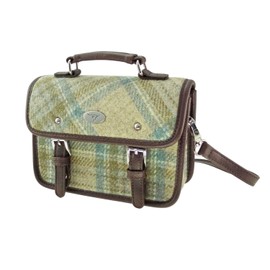 Glen Appin Harris Tweed Bervie Mini Satchel Bag With Adjustable & Removable Shoulder Strap (Beige Stewart)