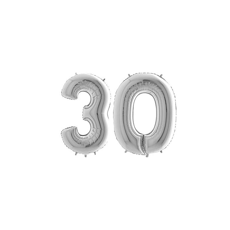 Toyland® 40 "Folien-Nummernballon -Partydekoration (Silber, Nummer 30)