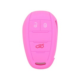 SEGADEN Silicone Cover Protector Case Holder Skin Jacket Compatible with ALFA ROMEO Giulia Stelvio 3 Button Remote Key Fob CV9269 Pink