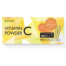 KOSEI Vitamin C L-Ascorbic Acid Stick, 30 Packets, Approximately 1 Month Supply, Portable, Powder, Powder Purity Over 99.0%