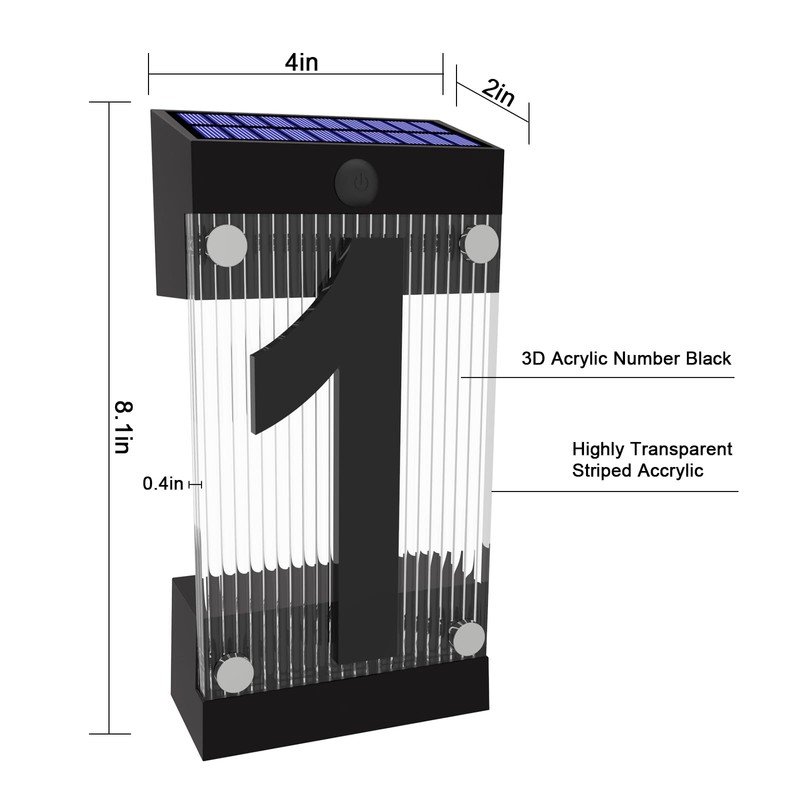 XINDEW Solar House Numbers for Outside, 3D Acrylic Number Colorful