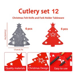 Pack of 12 Christmas Tree Cutlery Holders, Felt Christmas Tree Cutlery Holder, Christmas Cutlery Bag, Christmas Table Decoration, Cutlery Bag for Christmas Decoration