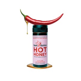 Bee Dolce Hot Honey, 12 Oz Sweet and Spicy Honey with Calabrian & Habanero Peppers, Aristan, Gourmet, Gluten Free, Fried Chicken, Pizza, Charcuterie Board, Unique Gifts, Foodie Gifts, Sandwiches, Natural, Italian Inspired, Women Owned
