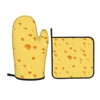 Funny Food Cheese Pattern Oven Mitts and Potholder Set-Heat Resistant