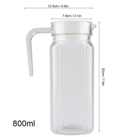 Juice Pitcher,Juice Bottle PlasticTransparent Glass Beverage Jug Striped Cold Water Bottle Ice Juice Jug with Handle & Lid for Bar Home(800ML)