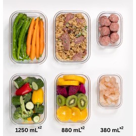 24/7 BAGS 6 Sets of Quad Lock Ultra Clear Cold & Dry Storage Containers with Latches, Air-Tight, Freezer Safe, Stain & Odor Resistant, Not Dishwasher Safe, Not Heat Resistant, (380ml, 880ml, 1250ml)