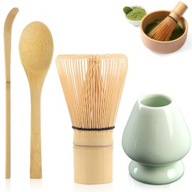 4PCS Matcha Whisk Set Matcha Tea Set Bamboo Matcha Whisk Japanese Matcha Ceremony Accessory for Tea Ceremony Tea Drinking