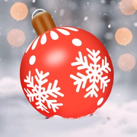 Christmas Inflatable Ball, 66 cm Christmas Baubles, Outdoor Inflatable, Inflatable Christmas Ball, Suitable for Christmas Decoration, Home Decoration and Outdoor Garden Decoration (Red A