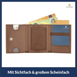 LOGAN & BARNES Copenhagen Men's Card Holder with TÜV Tested RFID Blocker - Credit Card Holder with Press Stud Closure - RFID Wallet Men's Model Copenhagen (Leather - Brown, without Coin Compartment),