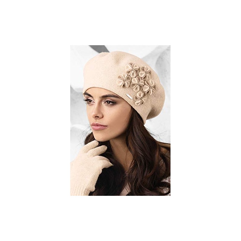 Kamea Women's Smooth Beret Gorycja, Beige,One Size