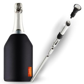 SIMPLEX DOMO Wine Cooler Set - 2-in-1 Set with Stainless Steel Wine Cooling Rod & Flexible Cooling Cuff - Stylish, Durable & Perfect Temperature