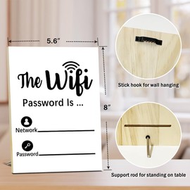 Wifi Password Sign for Home Desk Decor, Wifi Sign Office Home Decor Business Table Centerpiece, Wifi Sign for Guests Wood Sign, Guest Room Decor Wall Art Christmas Gifts -LI19