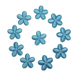 10Pcs Plum Blossom Embroidery Sew On Iron On Patch Badge Jacket Jeans Clothes Fabric Applique DIY (#16-Sky blue)
