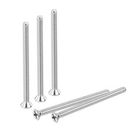 sourcing map 60 pcs #6-32x2 inches Machine Screws Phillips Pan Cross Head Screws Fasteners Bolts 304 Stainless Steel Silver for Wall Socket,House Repairs