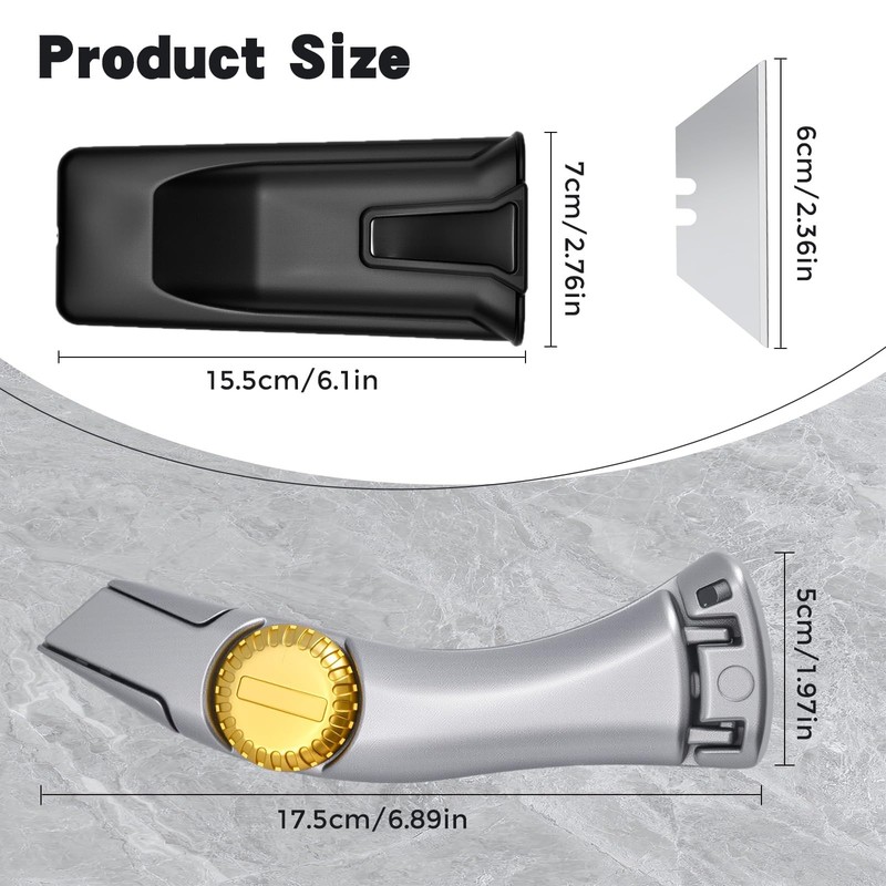 4 Pcs Silver Fixed Blade Roofing Knives with Replacement Blades,
