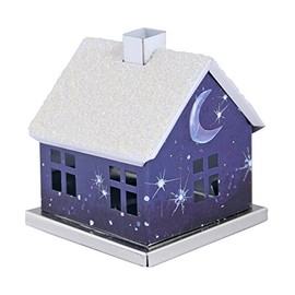 KNOX - Räucherhaus/Räucherkerzenhalter Romantikhaus aus Metall - für Räucherkerzen Größe M - Farbe: Blau - Maße: ca. 6 x 6 x 6,5 cm