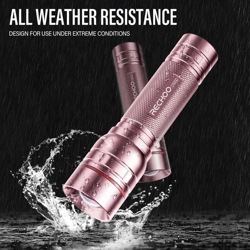 Rechargeable Flashlights High Lumens, G1000 Super Bright Flash Light Pink,
