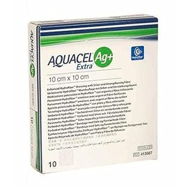 Aquacel AG+ Extra Silver Hydrofiber Wound Dressings 10cm x 10cm x10 4"x4" 413567
