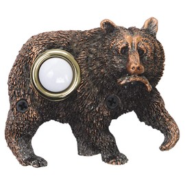 Waterwood Bronze Plated Bear with Fish Doorbell - Wired & Illuminated Push Button Cast in Durable Polyresin
