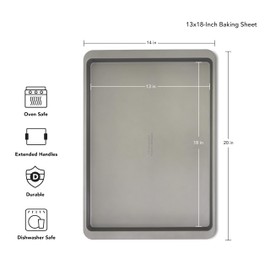 KitchenAid 13x18in Nonstick Aluminized Steel Baking Sheet, Contour Silver