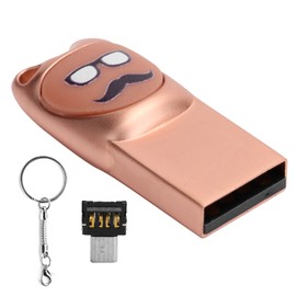 U Disk Cartoon Moustache Pattern USB Flash Drive Computer Data Storage Memory Stick128GB Rose Gold